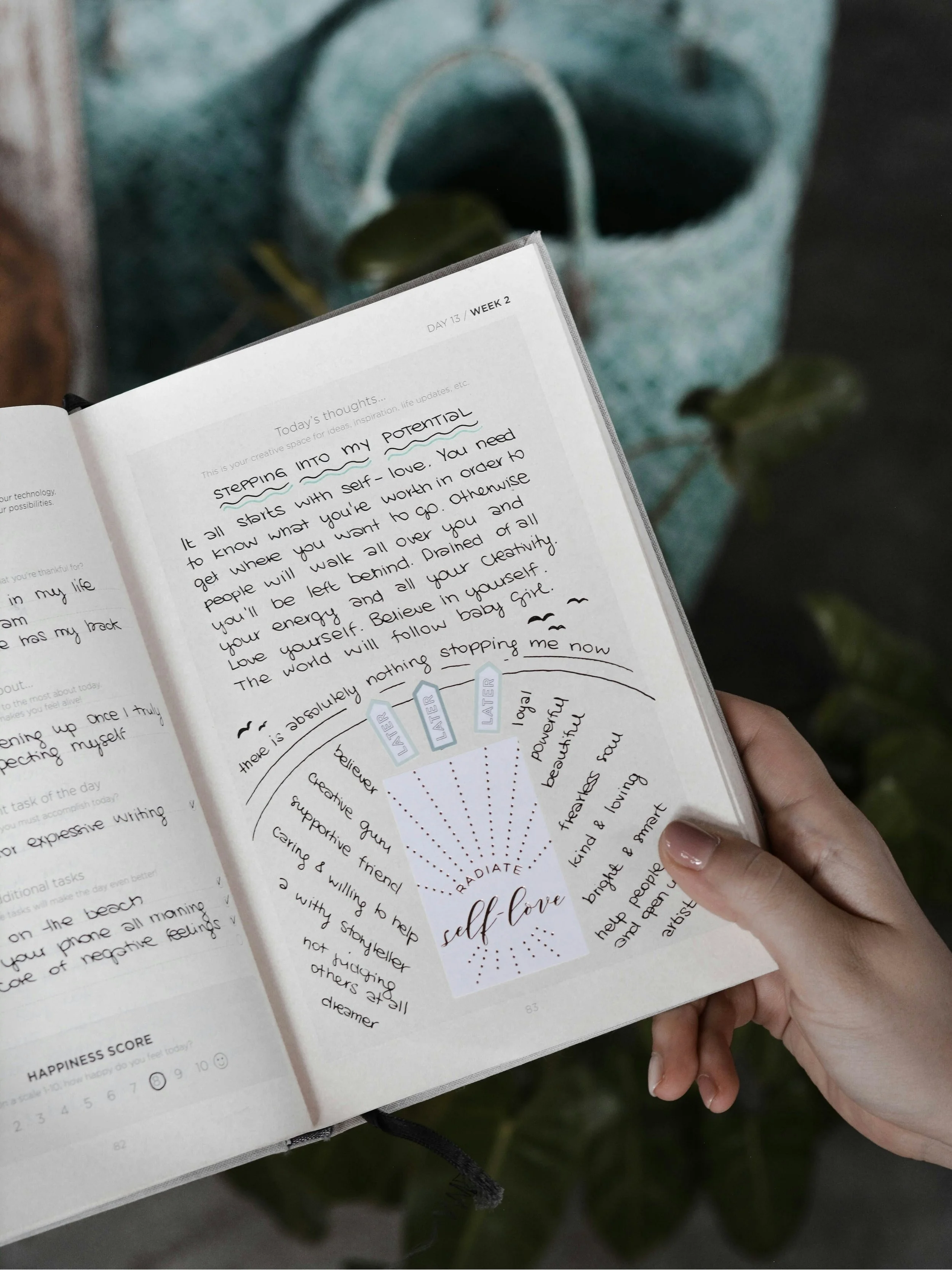 A person writing in a journal