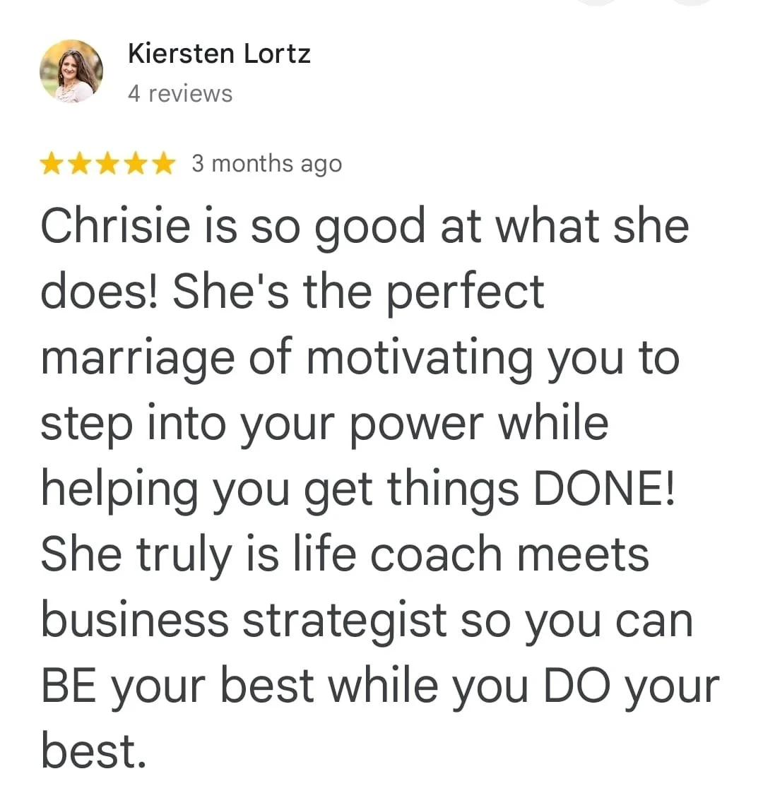 kiersten lortz coaching review for chrisie marketing & design