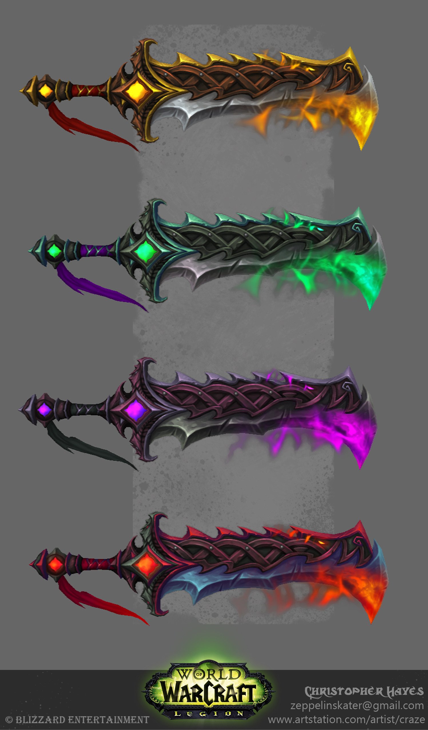 Fury Warrior Artifact Weapons / World of Warcraft: Legion
("I got to model the Fury Warrior artifact weapons, concept designed by Rob Sevilla.")