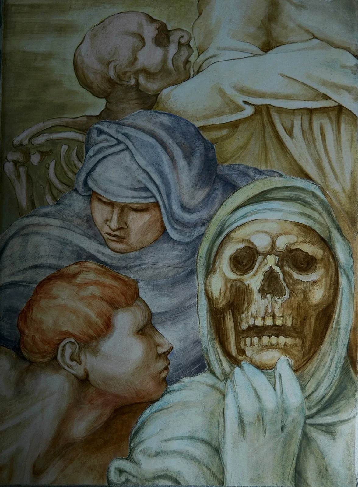 Copy of one of the fragment of "Last Judgement" fresco from Sistine Chapel by Michelangelo (altered).