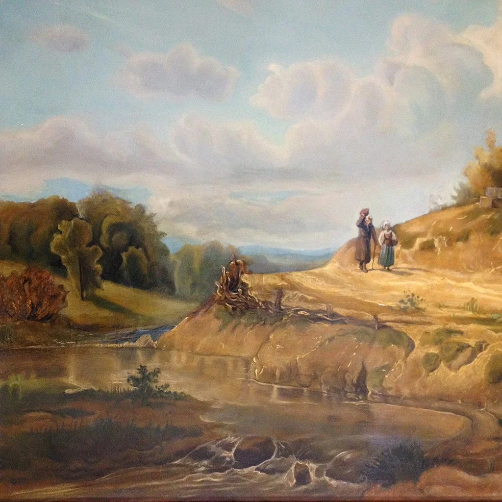 Copy of "A road near the stream" by Wojciech Gerson, fragment.