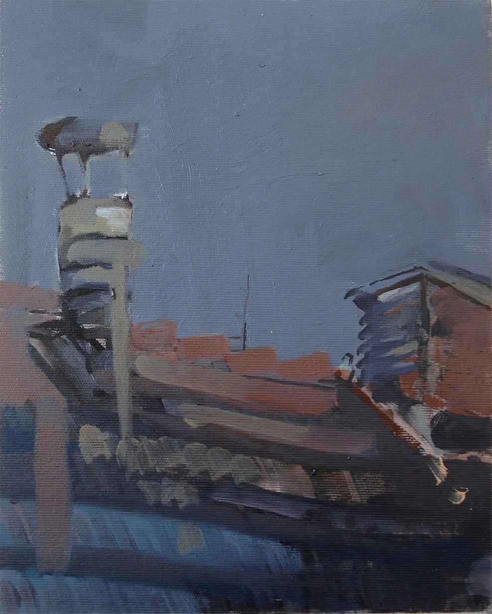 "The roof", oil on HDF panel, 2016.