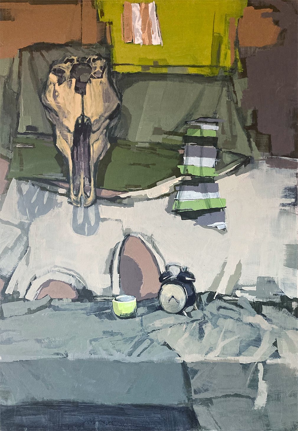 "Still life with a horse skull", acrylic on HDF panel, 100x70cm, 2013.