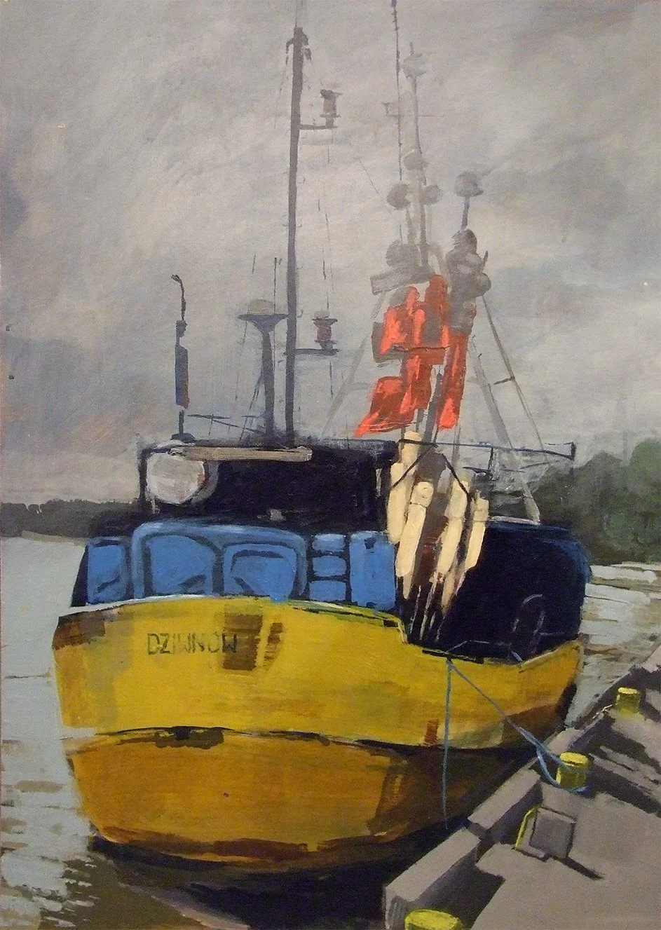 "A fishing boat", acrylic on HDF panel, 50x70cm, 2013.