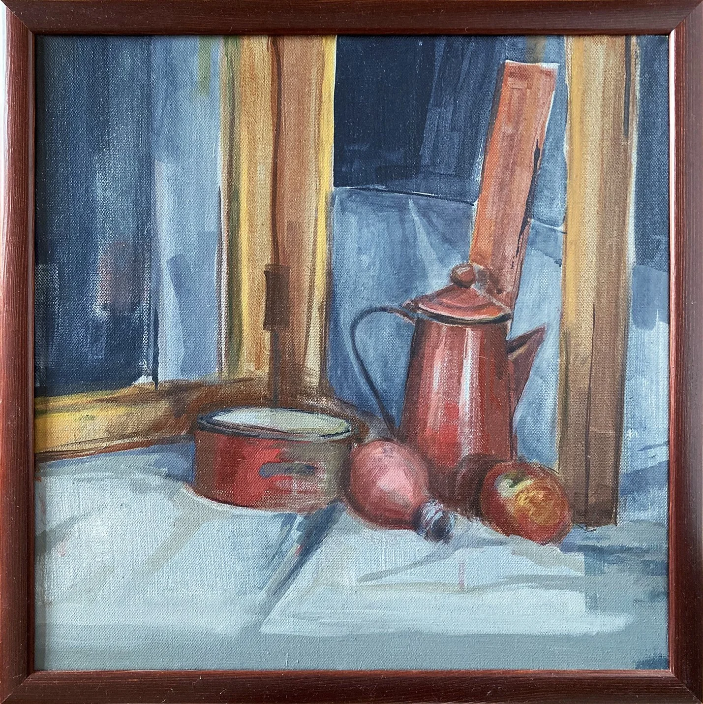 "Still life with the red pitcher", acrylic on canvas.