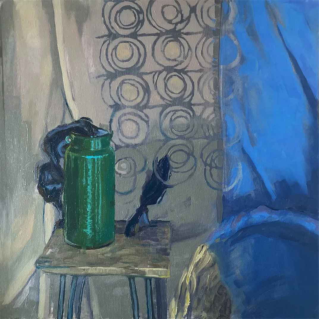 "Still life with the metal springs", oil on canvas.