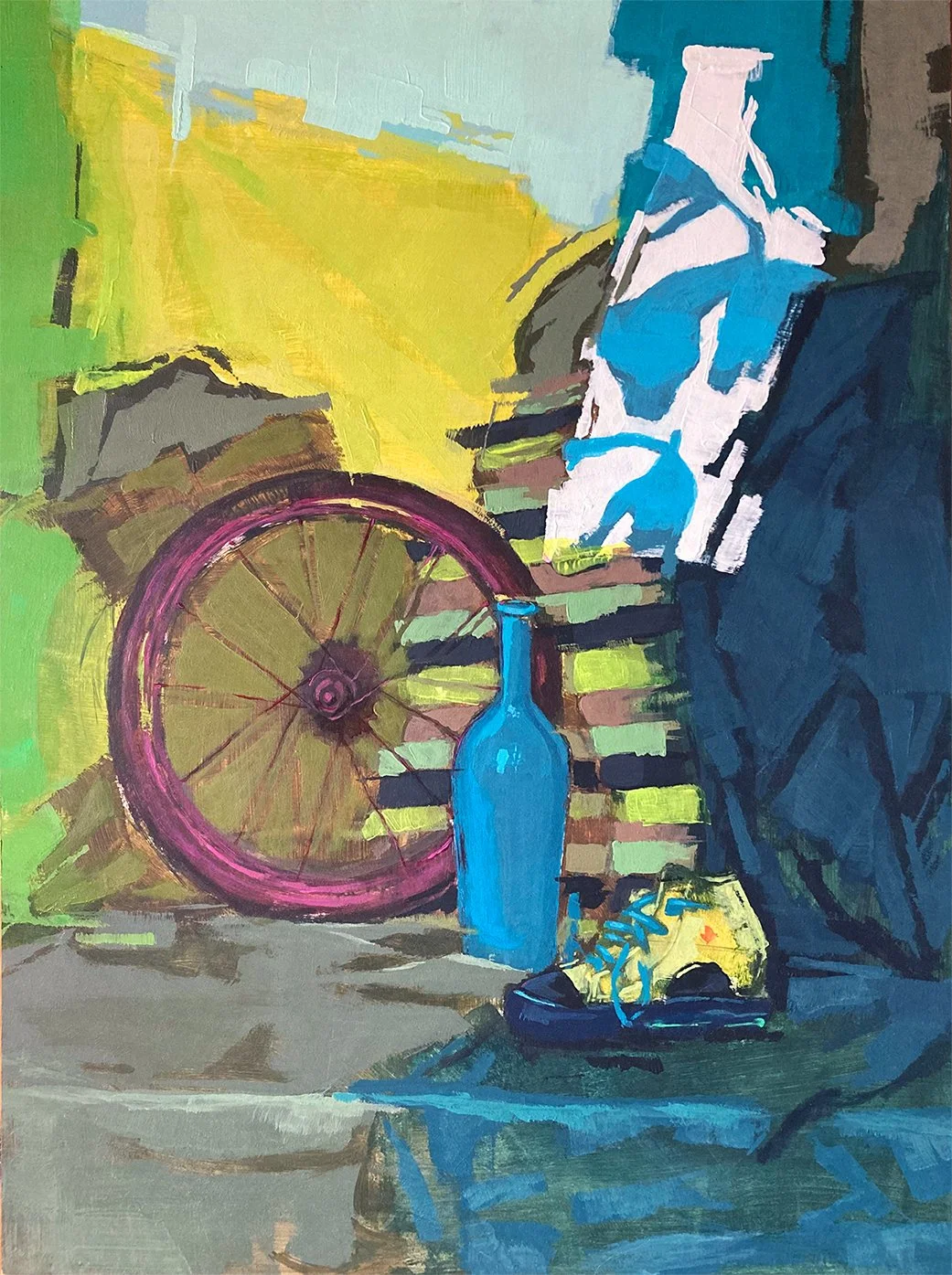 "Still life with a baby shoe", acrylic on HDF panel, 80x60cm, 2013.