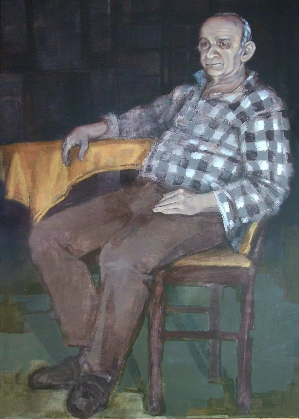 "Grandpa's portrait, acrylic on HDF panel, 70x100cm, 2013.