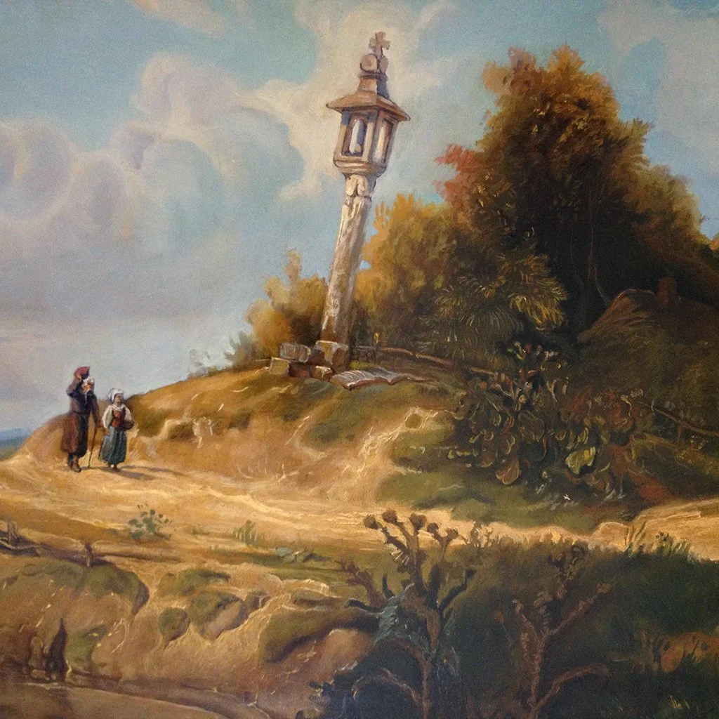 Copy of "A road near the stream" by Wojciech Gerson, fragment.