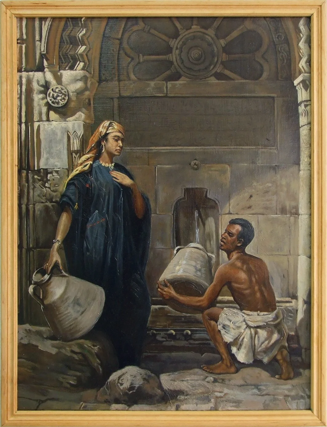 Copy of a fragment of "At the Well" by Tadeusz Ajdukiewicz (1888). Painted from the original at Sukiennice Museum, Cracow 2017.