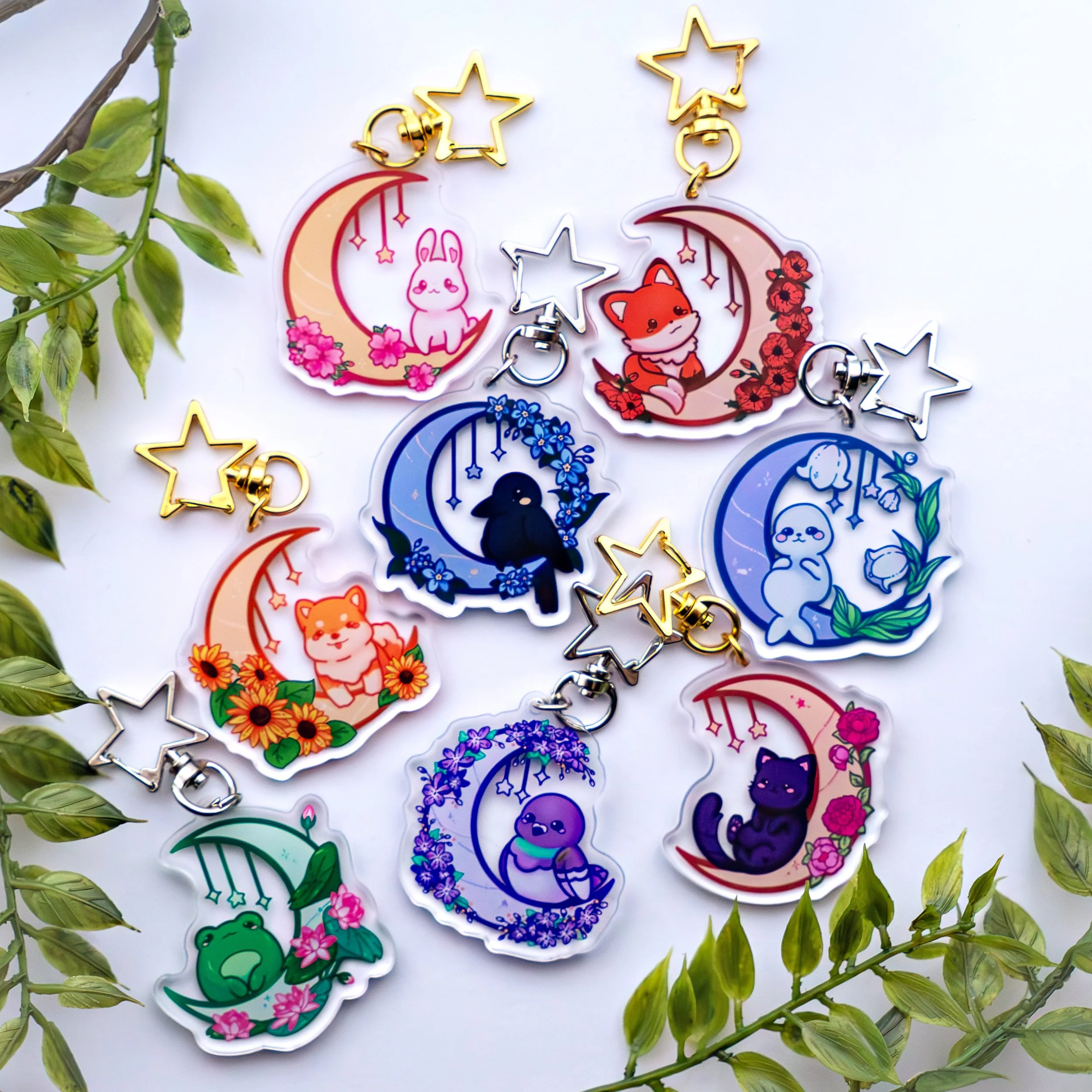 Moon Animal Keychains