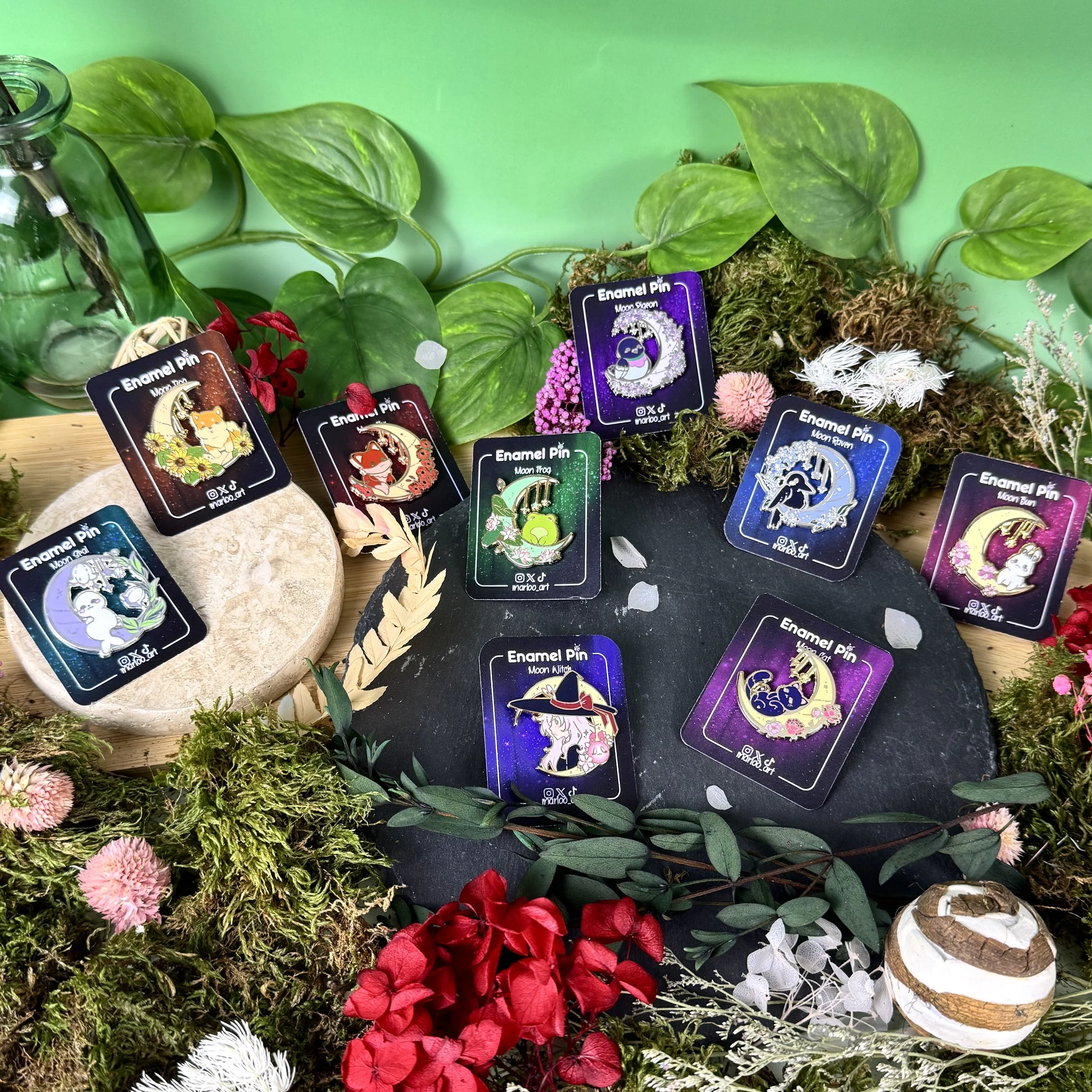 Moon Animal Set - Enamel Pins