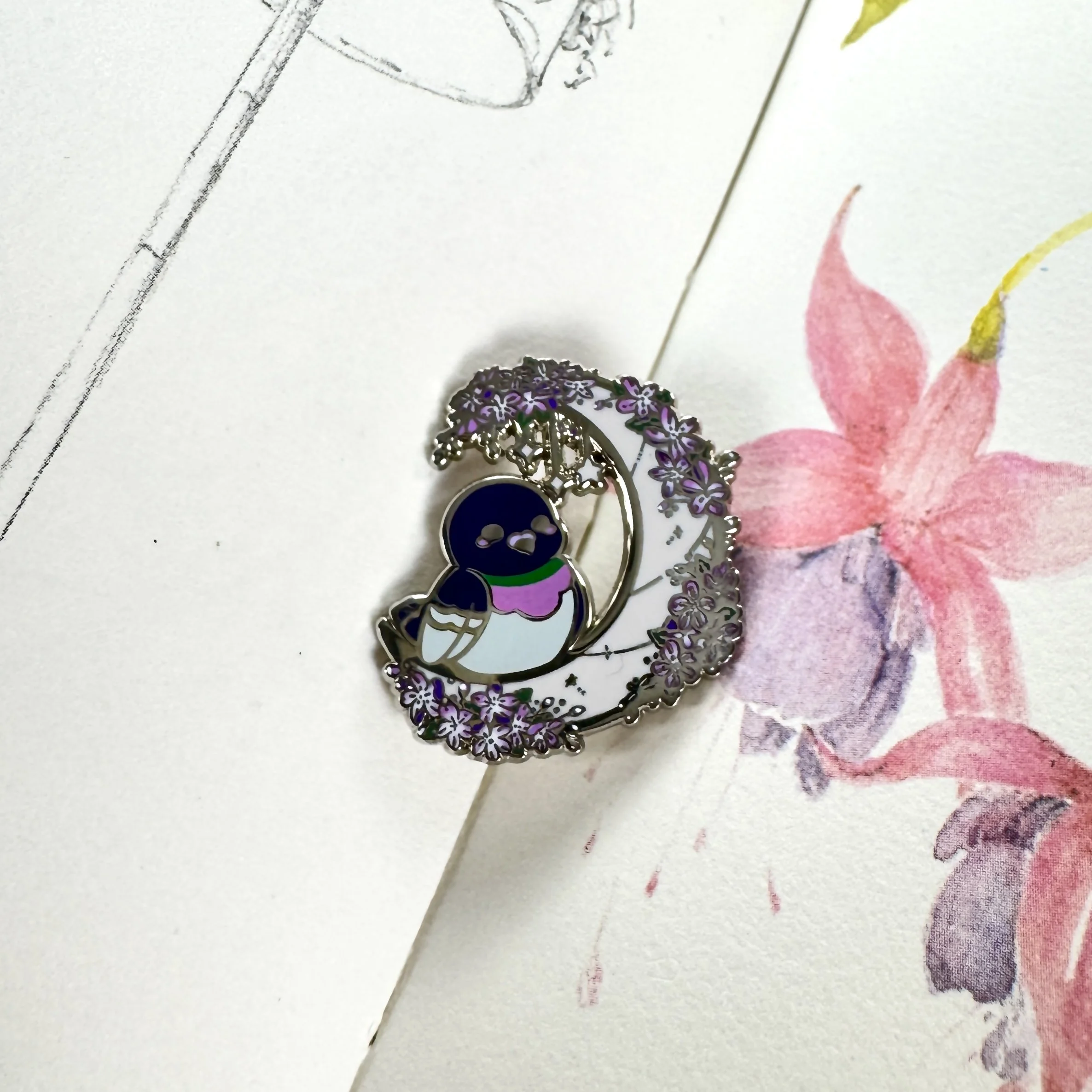 Moon Pigeon - Enamel Pin