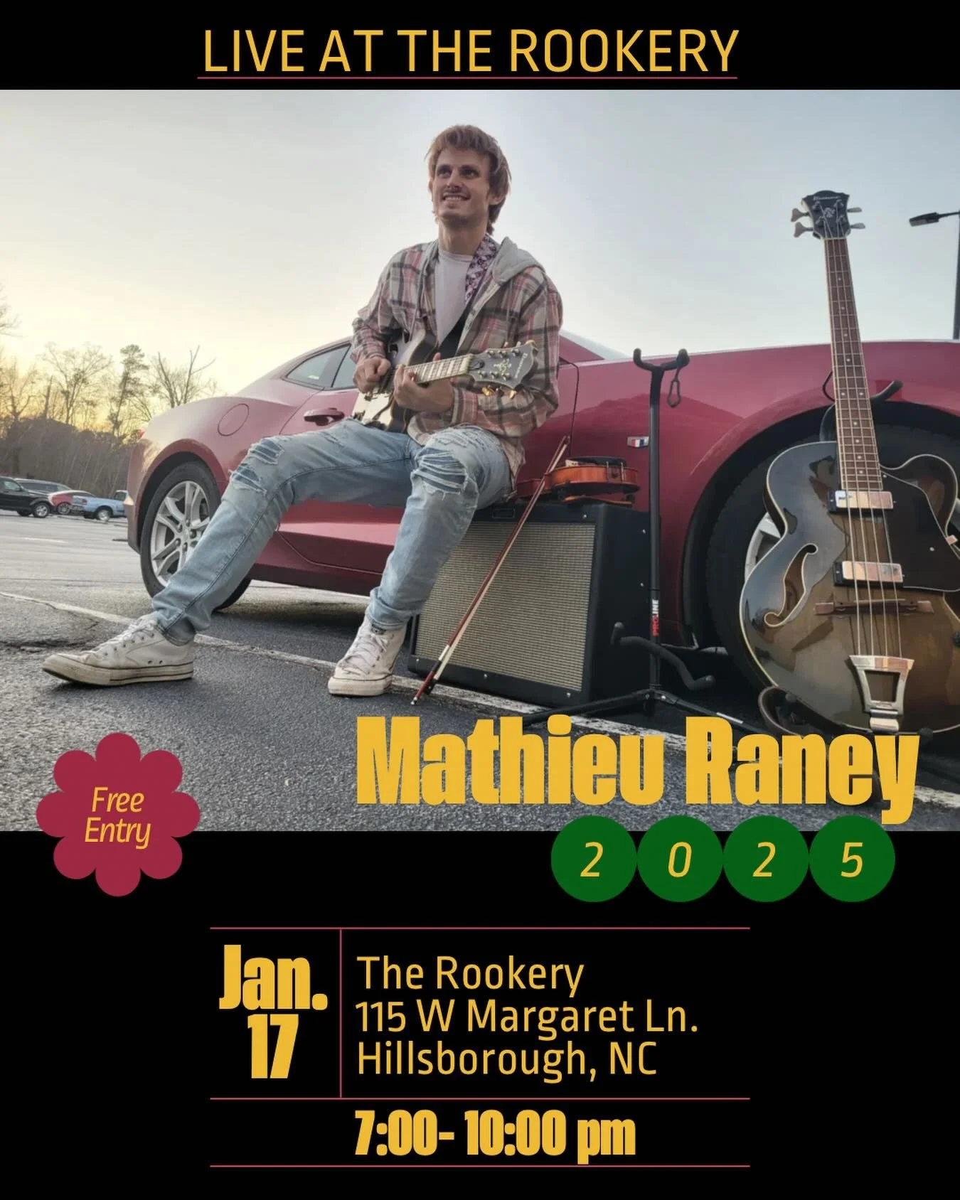 Saturday night, keep it easy 🎶

Don&rsquo;t miss the acoustic stylings of Mathieu Raney from 7&ndash;10pm&mdash;laid-back, feel-good tunes that pair perfectly with a drink in hand.

#therookeryhillsborough #mathieuraney #livemusic #orangecountync #c