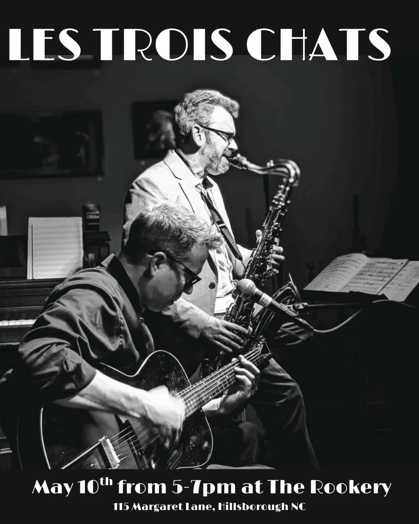 Ease out of your Sunday with live jazz from 5&ndash;7pm 🎷

Good music, a glass of wine, and nowhere else to be. See you at The Rookery.

#therookeryhillsborough #lestroischats #livejazz #jazz #explorenc