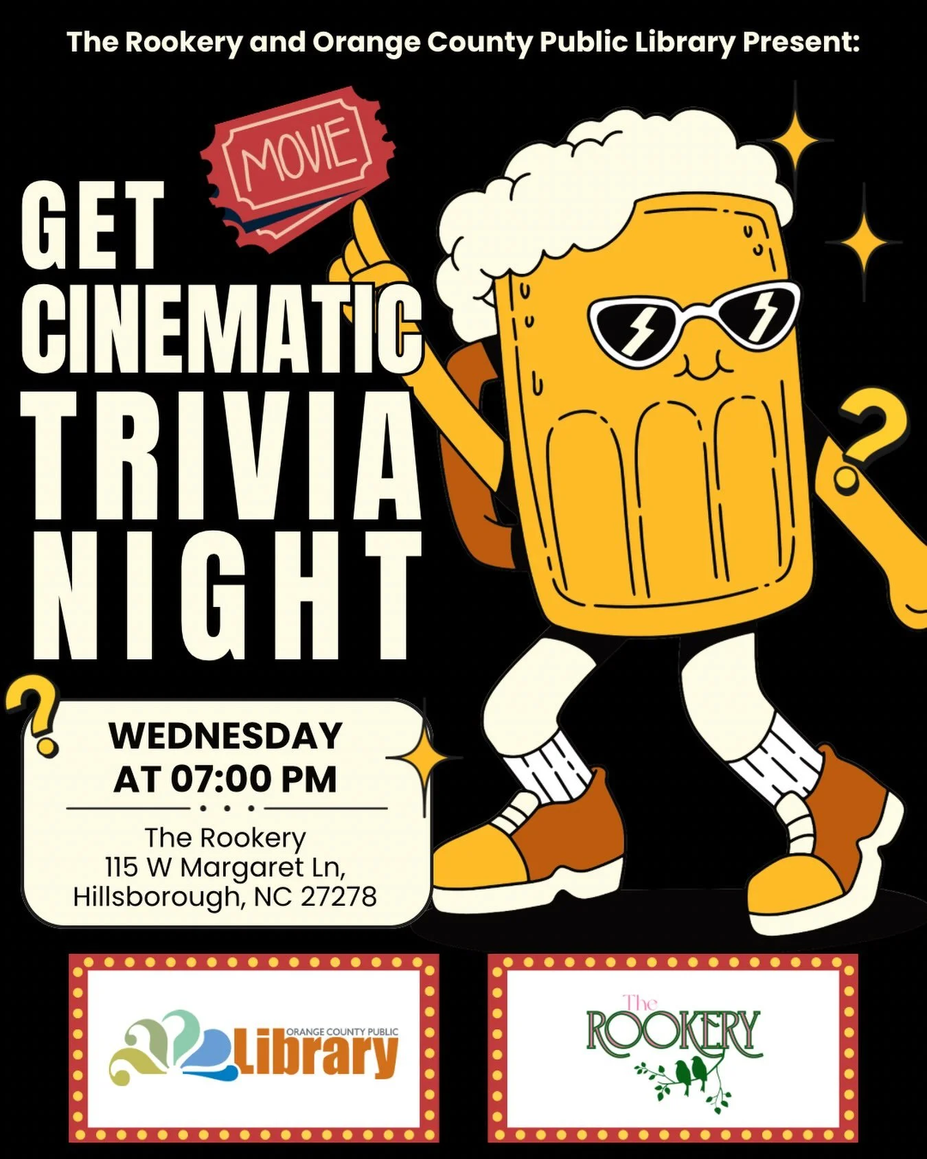 Don&rsquo;t miss Movie themed trivia this Wednesday at 7pm!

#therookeryhillsborough #trivia #thingstodo #chapelhill #durhamnc