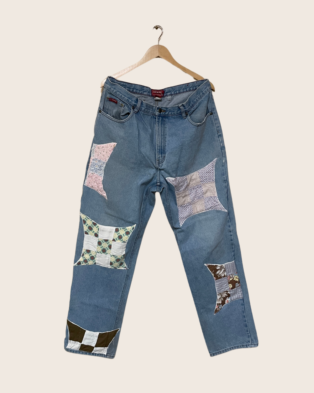 Vintage Chaps with Quilt Patches 36x32