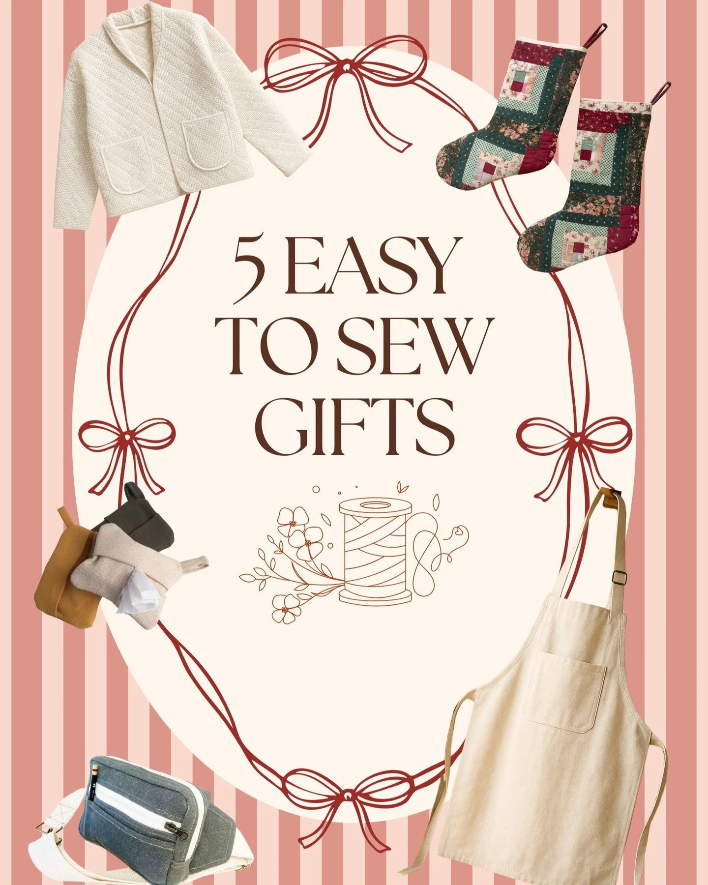 5 easy and quick sews that make the perfect gift! Today all my patterns are 20% off for Cyber Monday too! Go to the link in my bio to grab some before the sale ends 💕

1. Christmas Stockings
2. Patch Pocket Apron
3. Doggy Bag Holder
4. Cross-body Fa