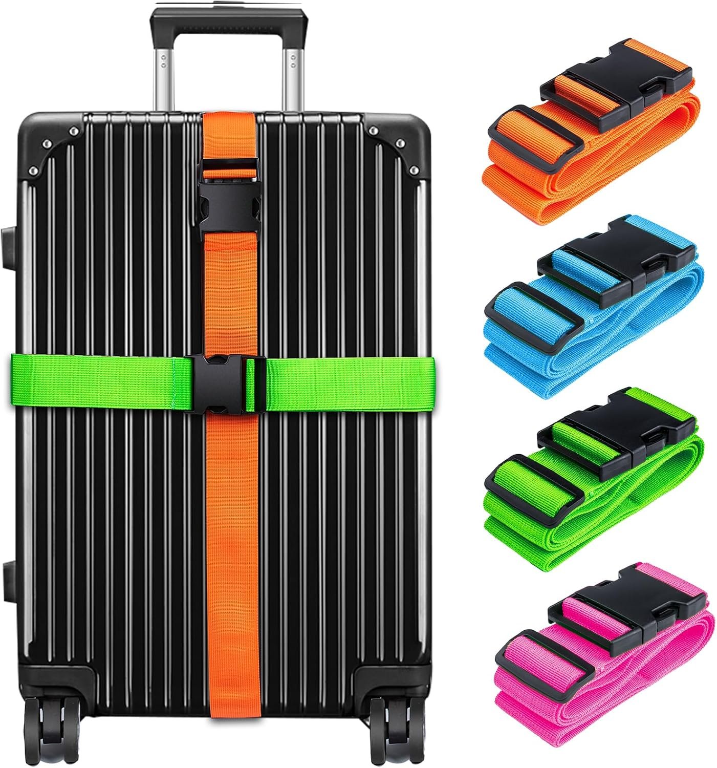 Luggage Straps for Suitcases TSA Approved, Travel Belt Suitcase Belt, Suitcase Straps TSA Approved, Luggage Belt Strap TSA Approved, Travel Straps for Luggage, Luggage Band Bag Straps 4 Pack