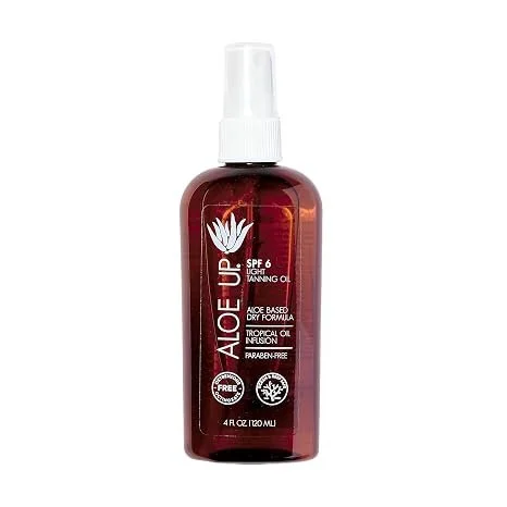 Aloe Up Light Tanning Oil Spray SPF 6 with aloe vera for outdoor tanning care