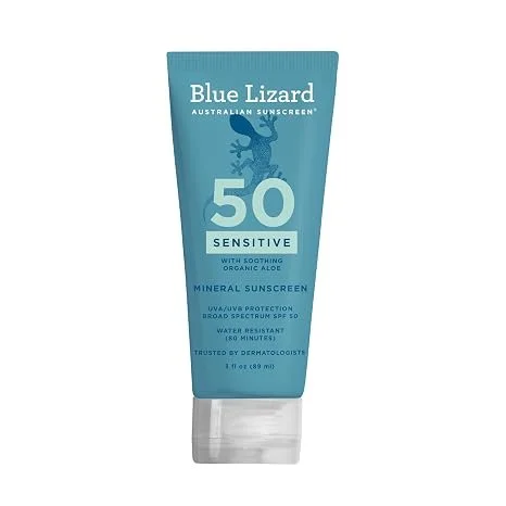 Blue Lizard Sensitive Mineral Sunscreen SPF 50+ with zinc oxide UVA and UVB protection