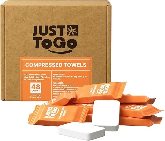 Compressed disposable washcloths for travel hygiene