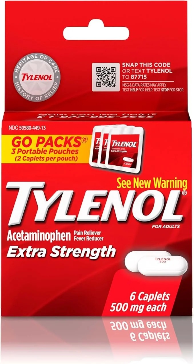 Travel size pain relief medicine for a travel emergency kit