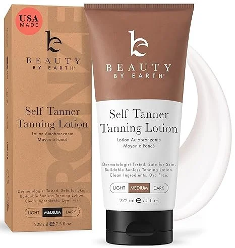 Beauty by Earth natural and organic self tanner lotion for a sun-kissed glow