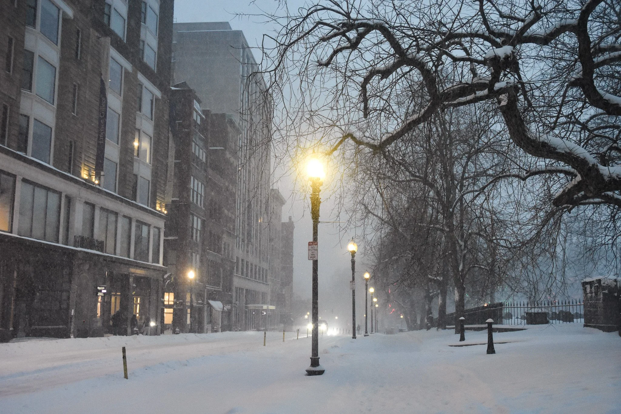 Boston, MA: Jan. 25 -  Boylston Street in the snow. 