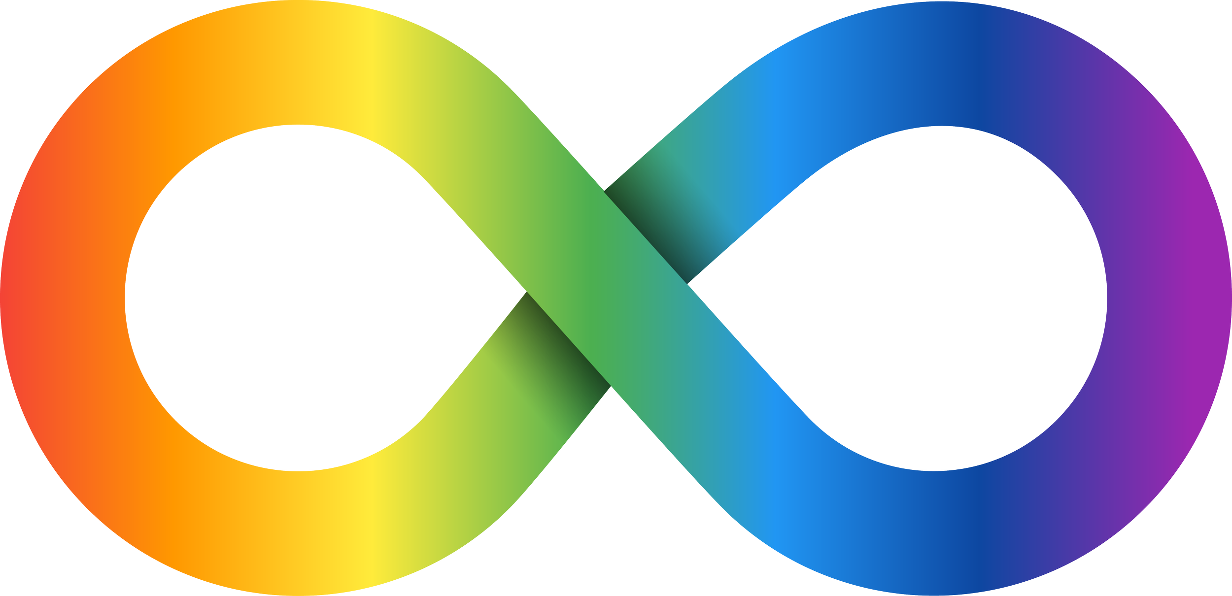 A rainbow infinity sign, the preferred symbol for autism by autistic people