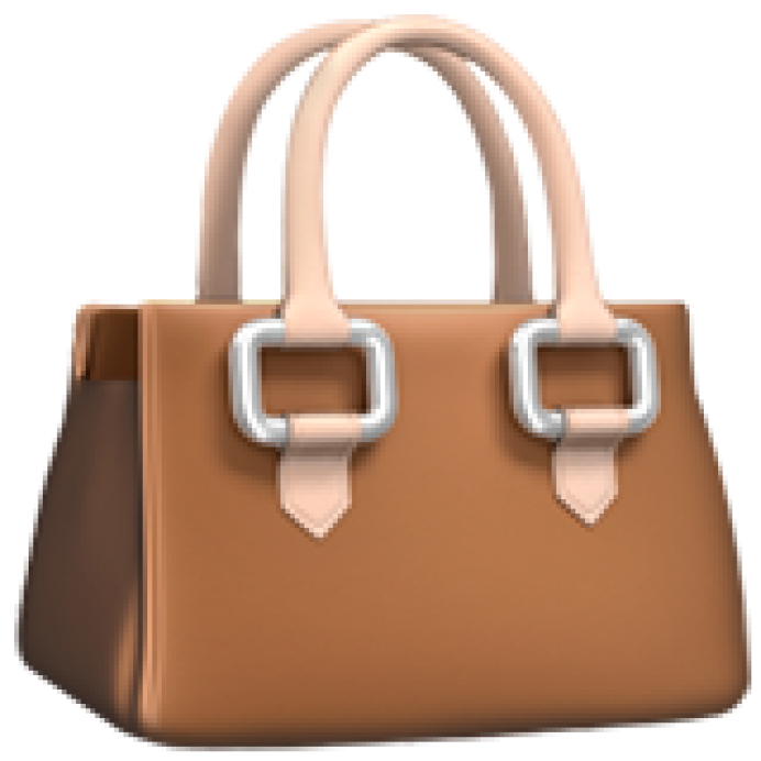 Brown handbag with beige handles and silver hardware.