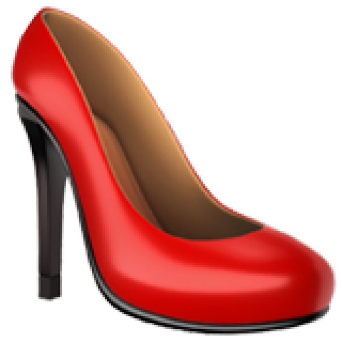 A red high-heeled shoe with a brown interior.