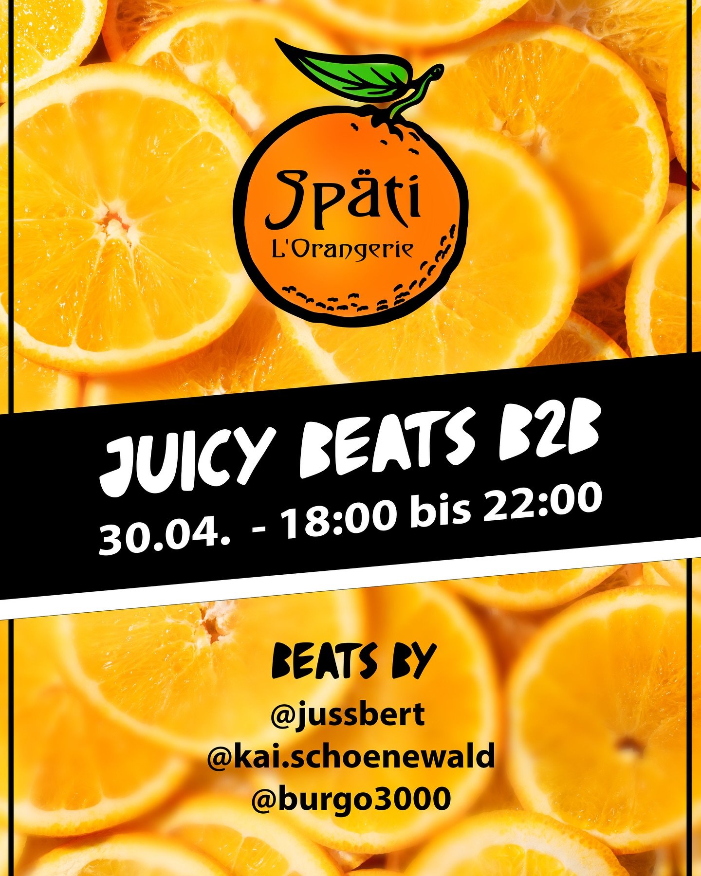 JUICY BEATS B2B - Am 30.04 ab 18:00 bis 22:00 Uhr!
Kommt vorbei &amp; feiert mit uns zu entspannter elektronischer Musik, direkt an der Orangerie!
.
Beats by ✨🍊
@jussbert
@kai.schoenewald
@burgo3000
.
.
.
. 
.
#juicybeats #dj #music #party #darmstad