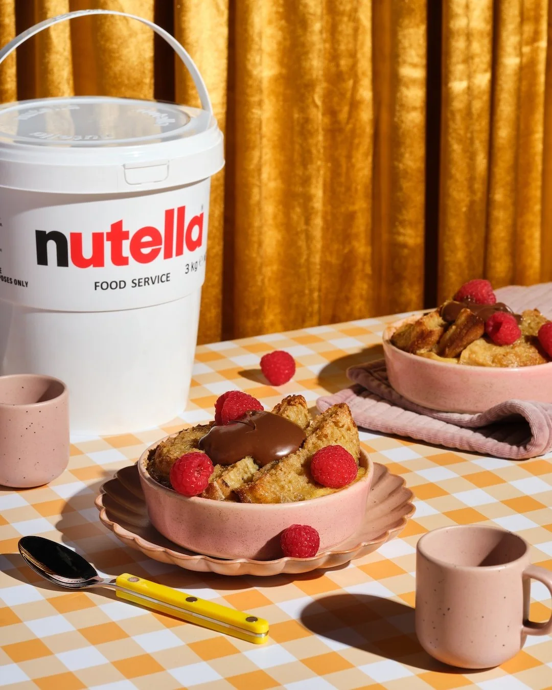 Crumpet Bread and Butter Pudding with Nutella