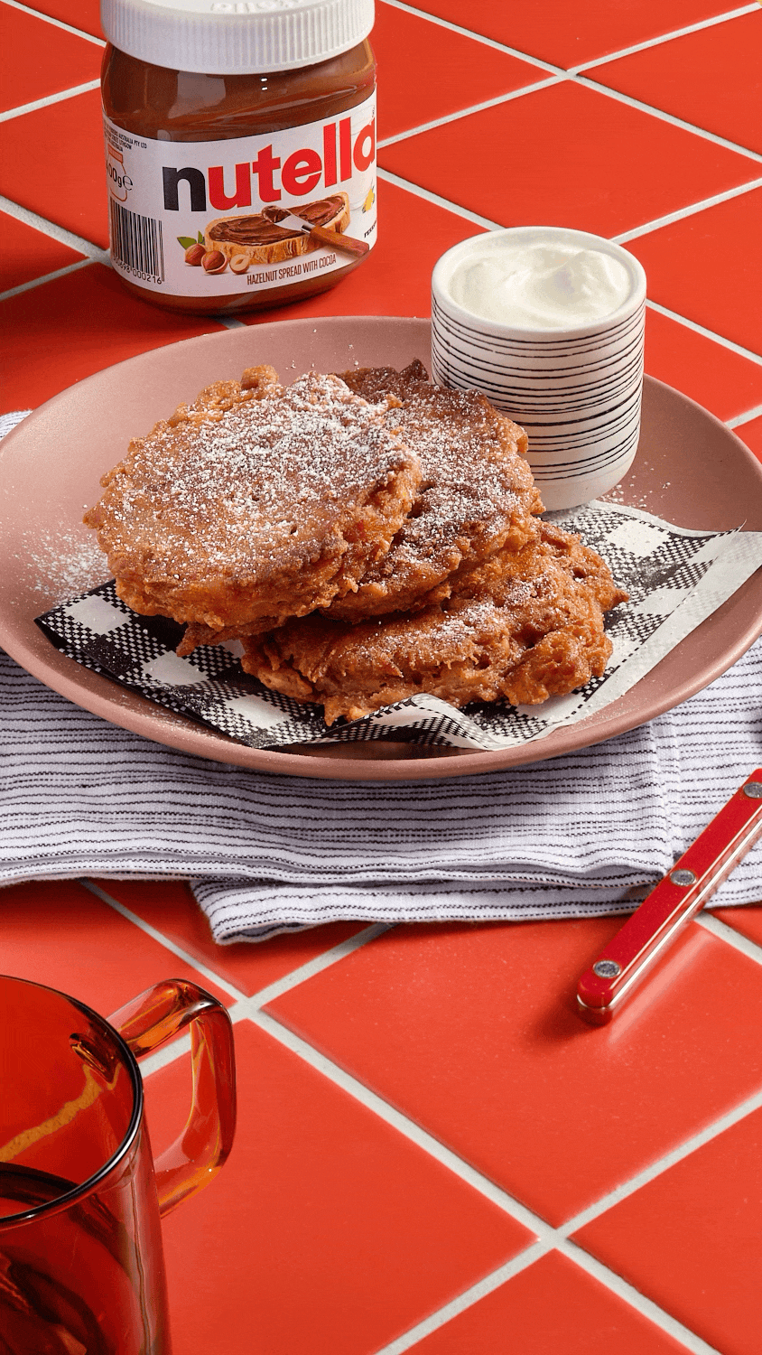Carrot Cake Fritters with Nutella