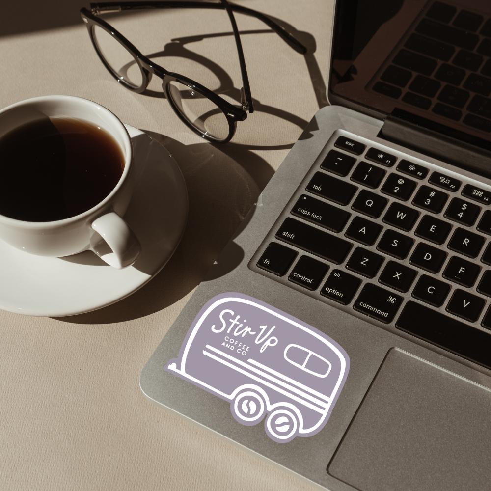 Stir Up Coffee Purple Trailer Sticker