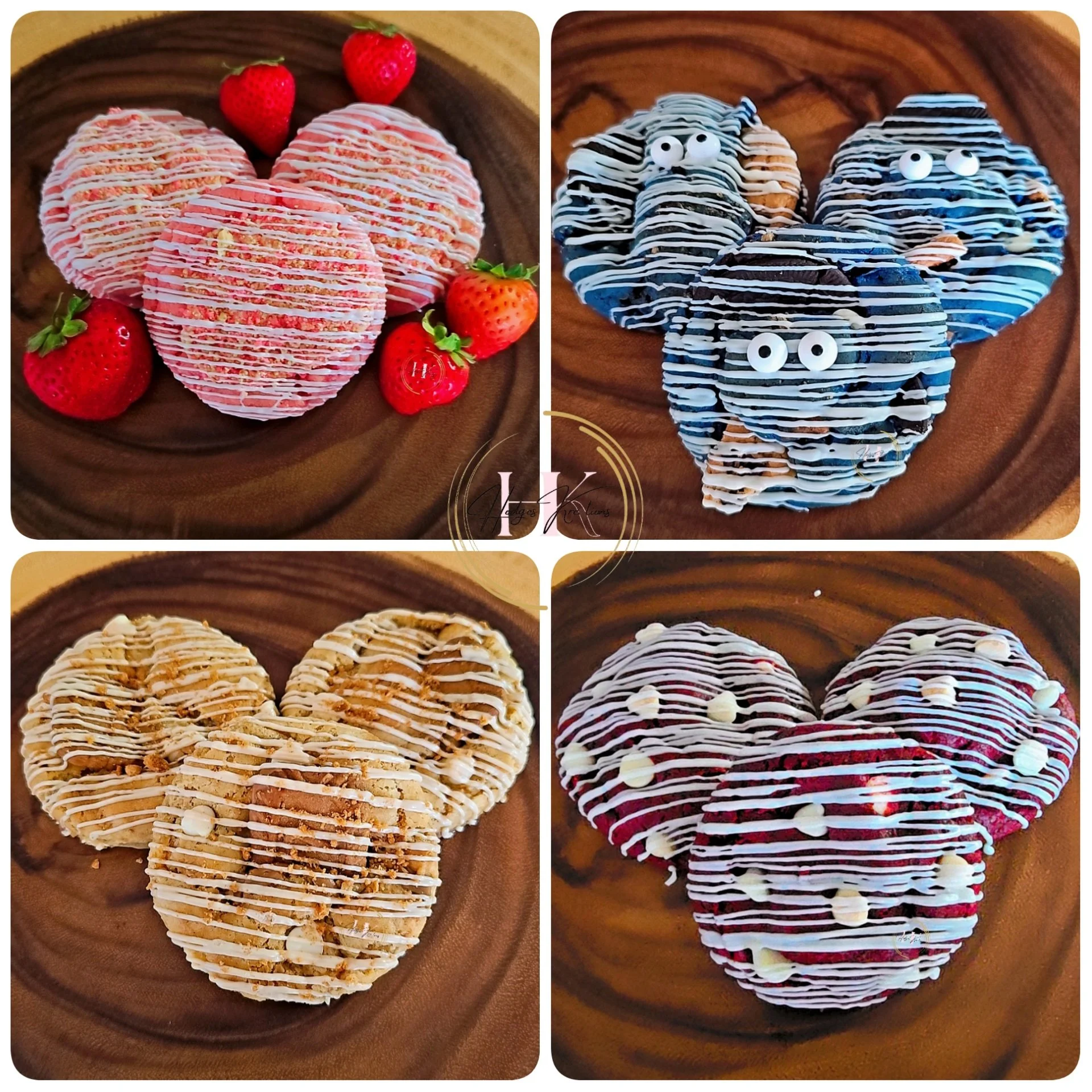 Four customized cans with floral and designer patterns featuring the names Martha, Quittia, Kierra, and Shamoya.