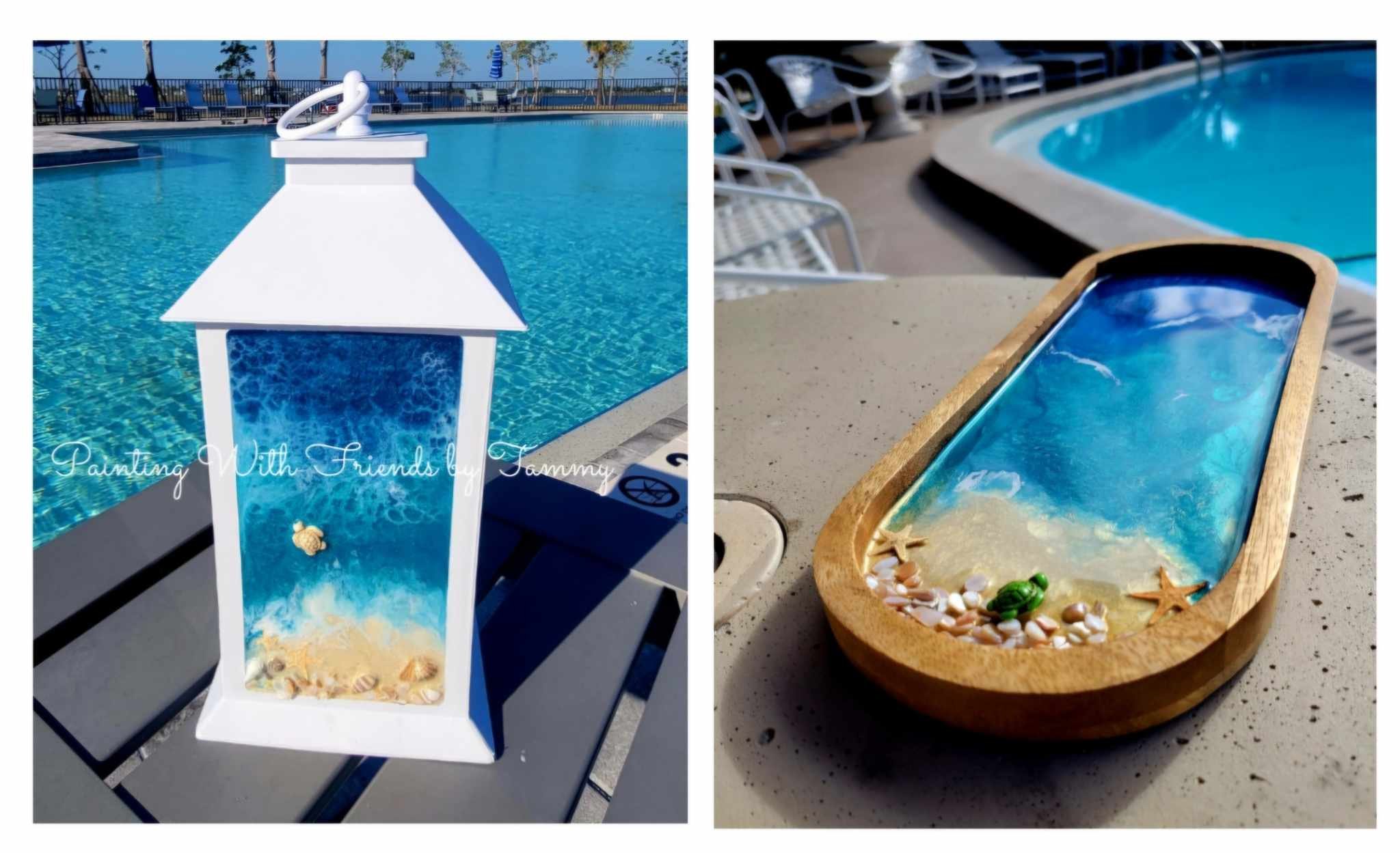Beach Themed Resin Lantern or Tray