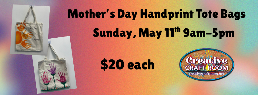 Mother’s Day Handprint Tote Bags