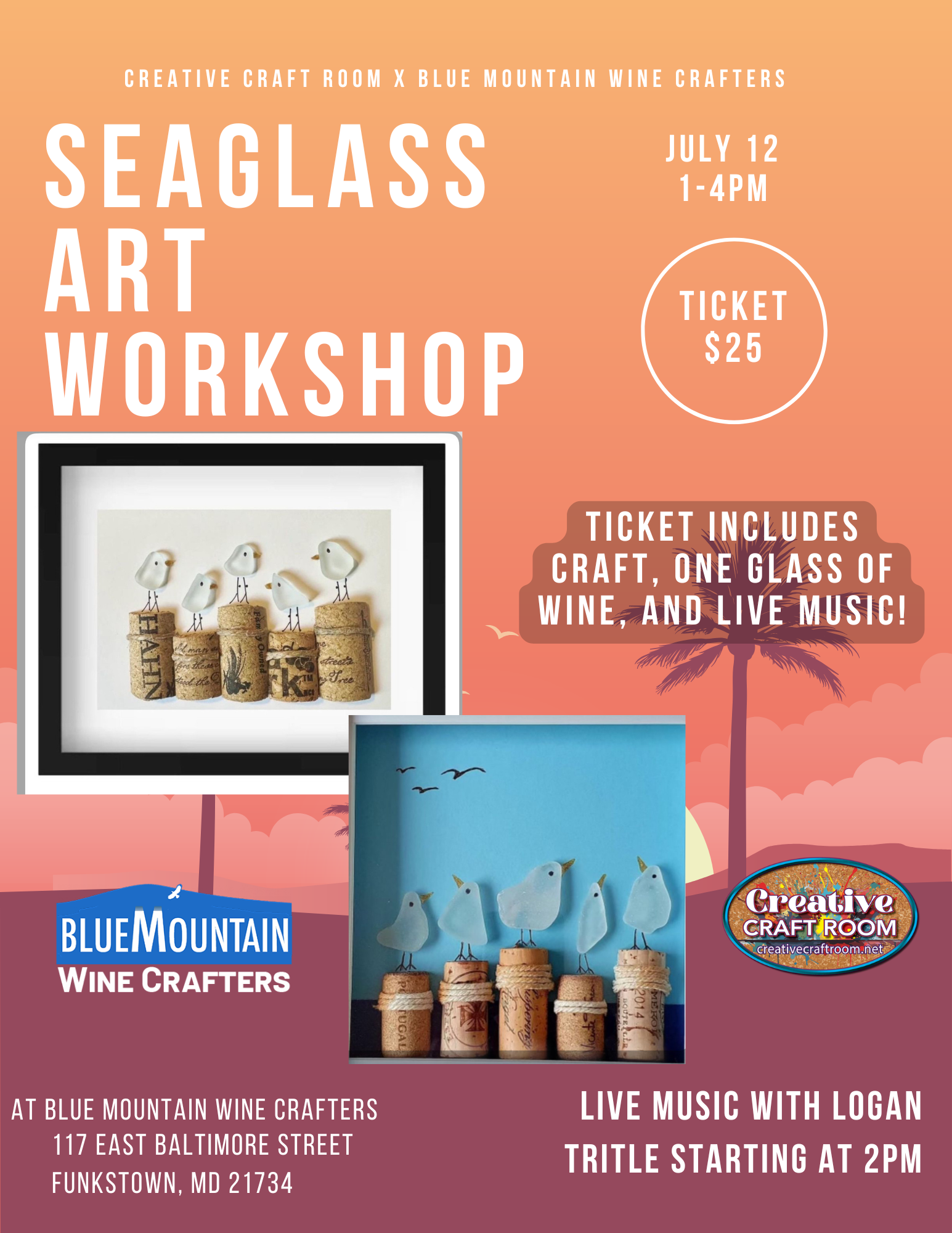Seaglass Art Workshop at Blue Mountain Wine Crafters