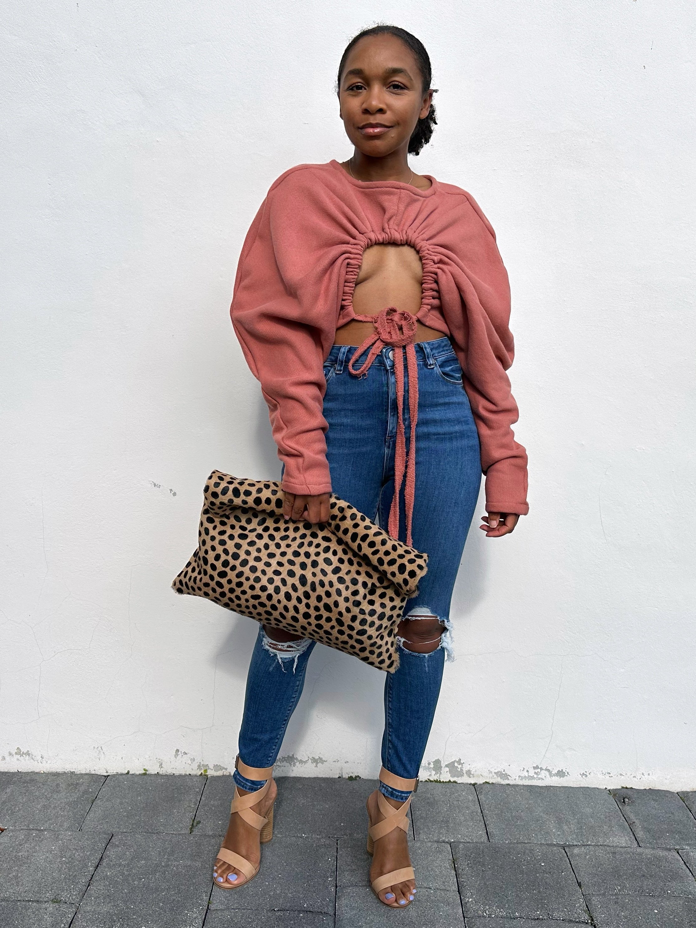 Keyhole Sweatshirt &amp; High-Waisted Jeans