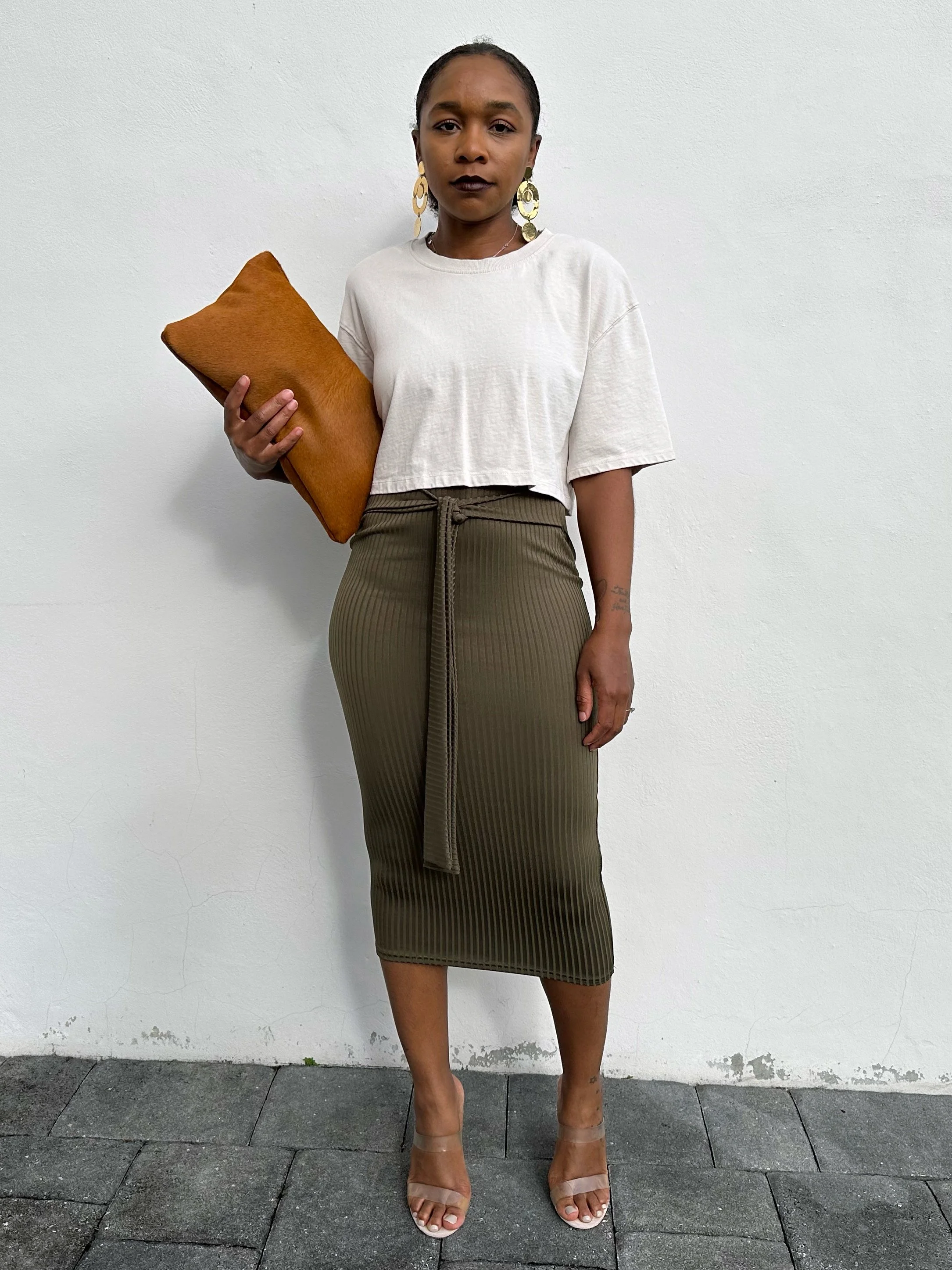 Tie Front Pencil Skirt &amp; Cropped Top