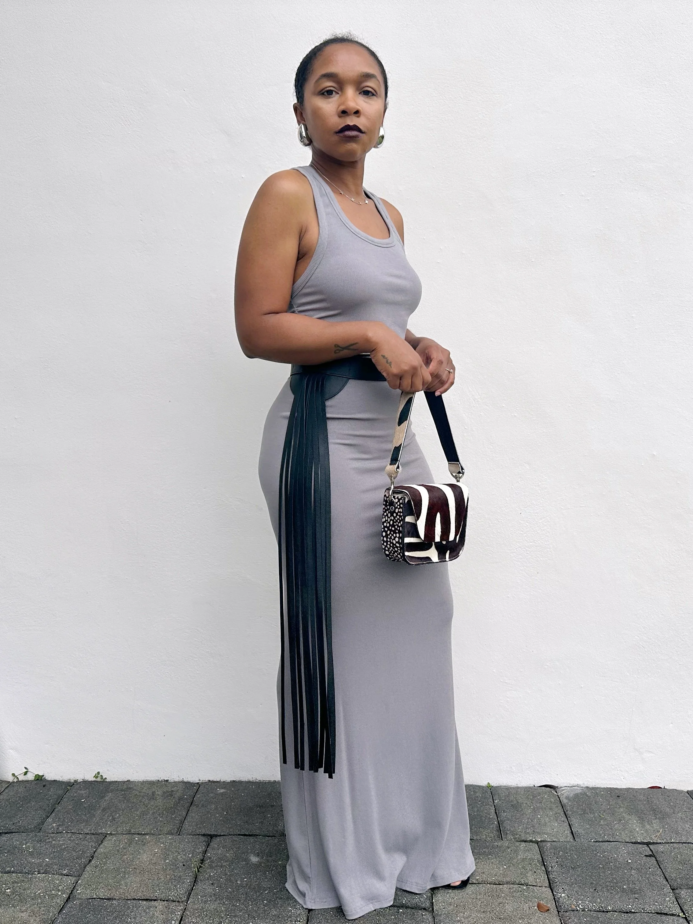 Maxi Skirt Set &amp; Fringe Leather Belt