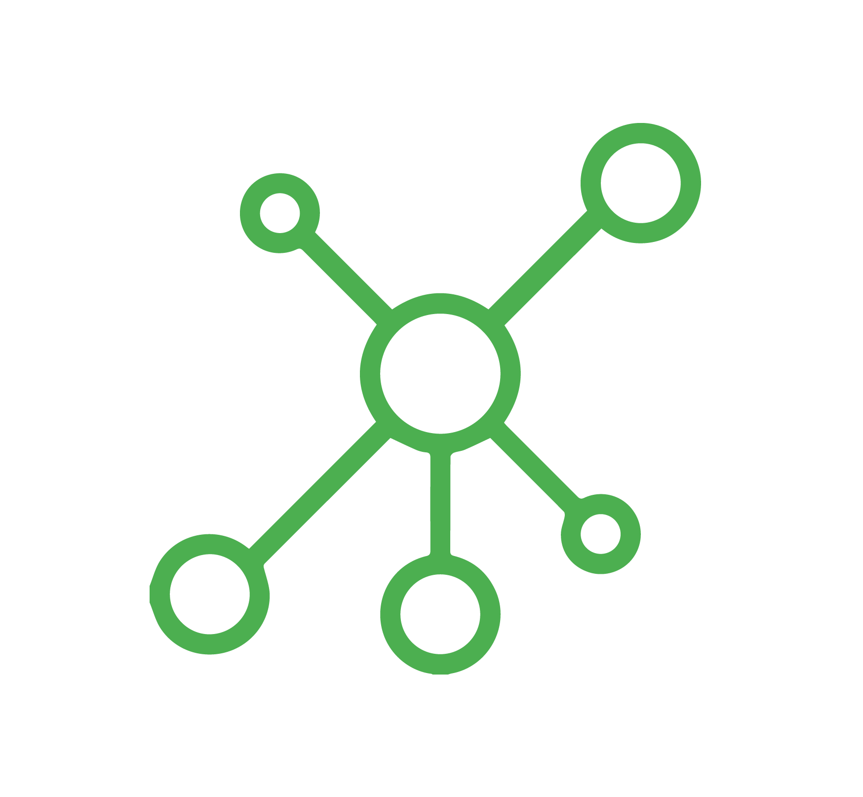 Green network icon with connected circles
