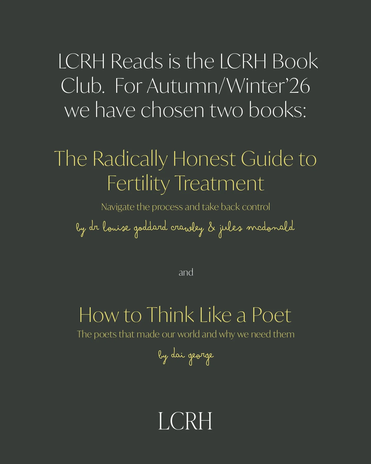Swiping images describing the LCRH book club.  An accessible text version is provided below in the dropdown menu.