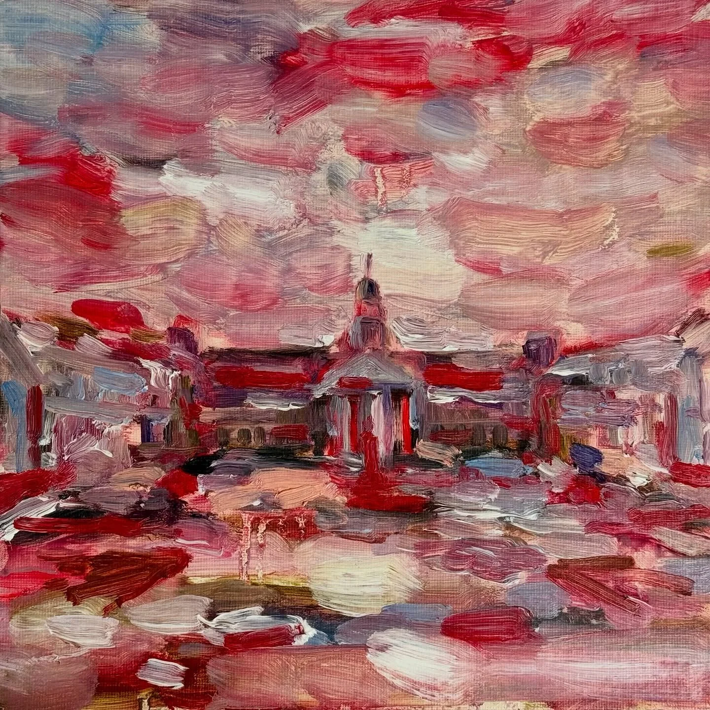 Painting @royalhospitalchelsea earlier this summer! The iconic Scarlett of course, at the home of @treasurehousefair 🎨
20 x 20cm, oil on board 
#Artist #Impressionism #Impressionist #Painting #UrbanLondon #London #LondonPainter