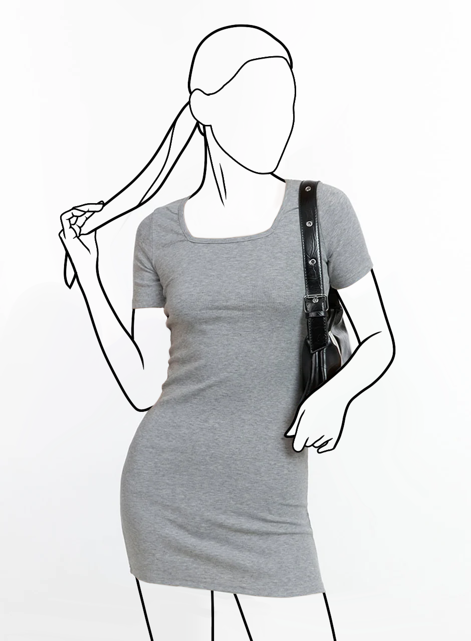 Mini šaty slim fit so štvorcovým výstrihom