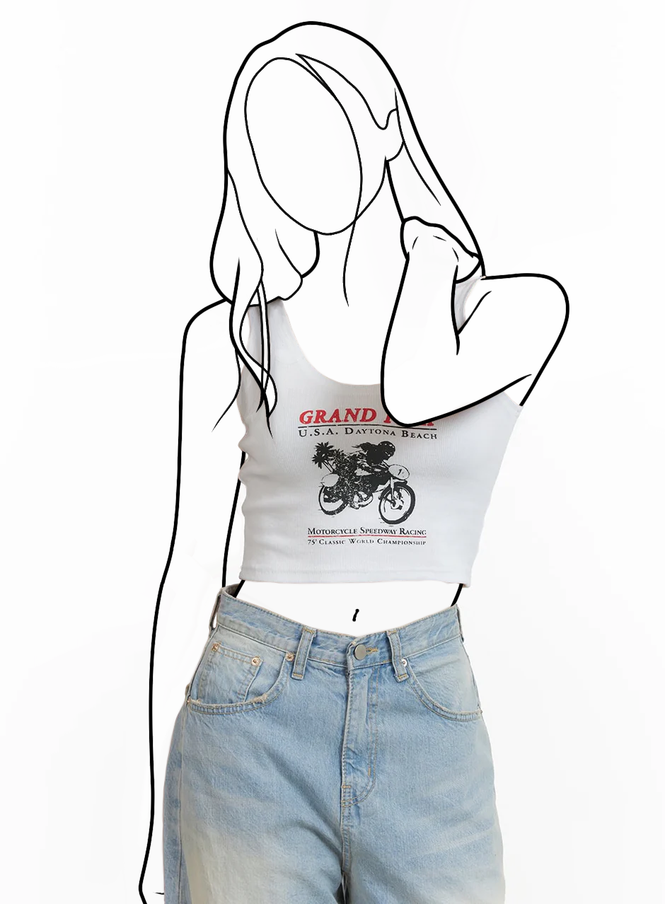 Cropped tielko s grafikou a nápisom