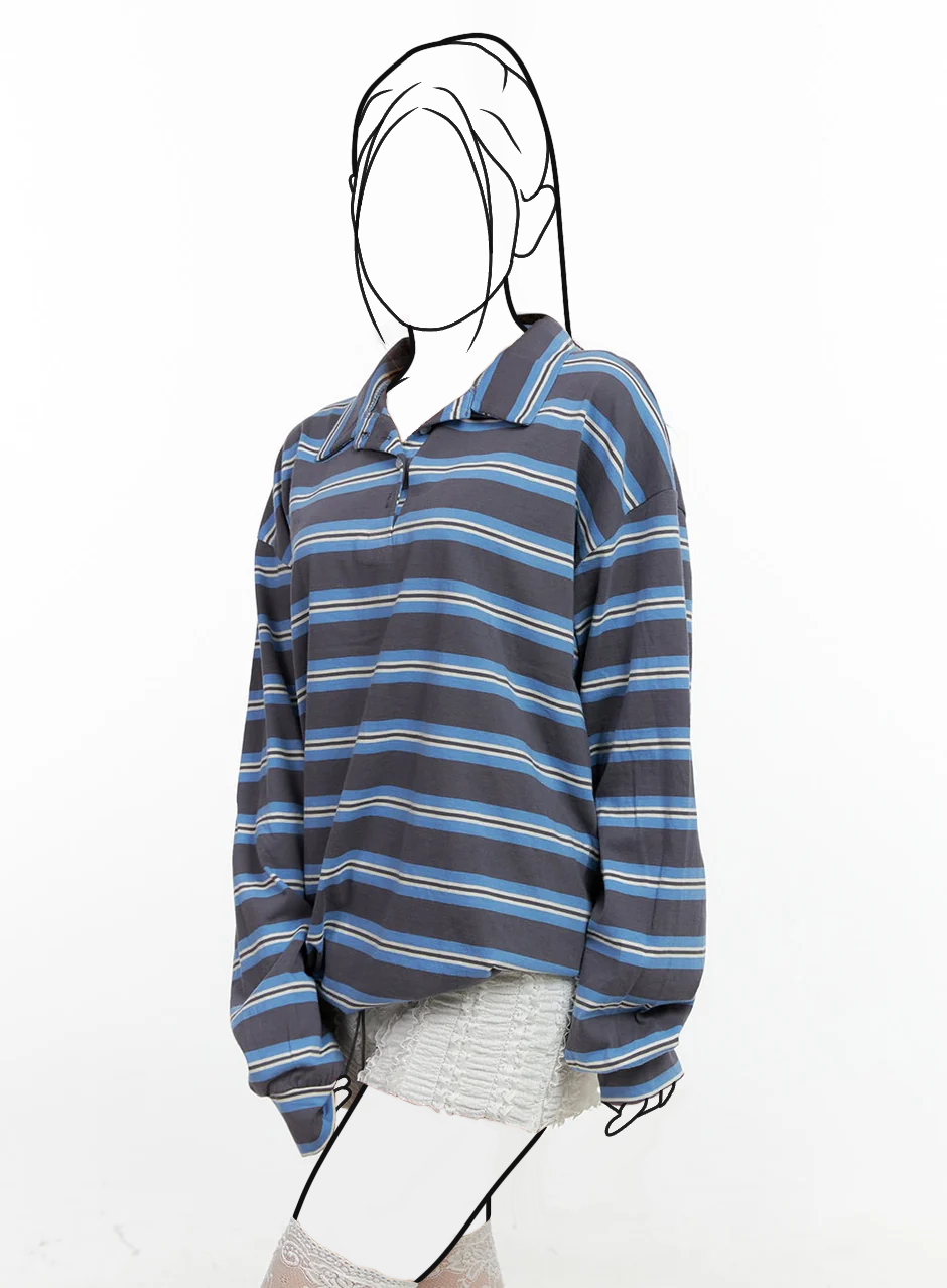 Pruhované tričko s gombíkmi a golierom