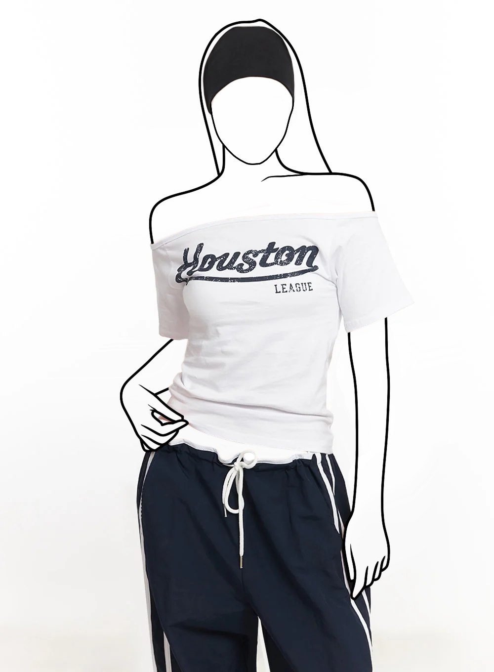 Bavlnené off-shoulder tričko s grafikou